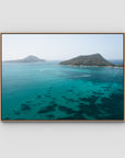 Shoal Bay Blues - Port Stephens - Art Print - Float Frame Canvas - Raw Oak - Landscape