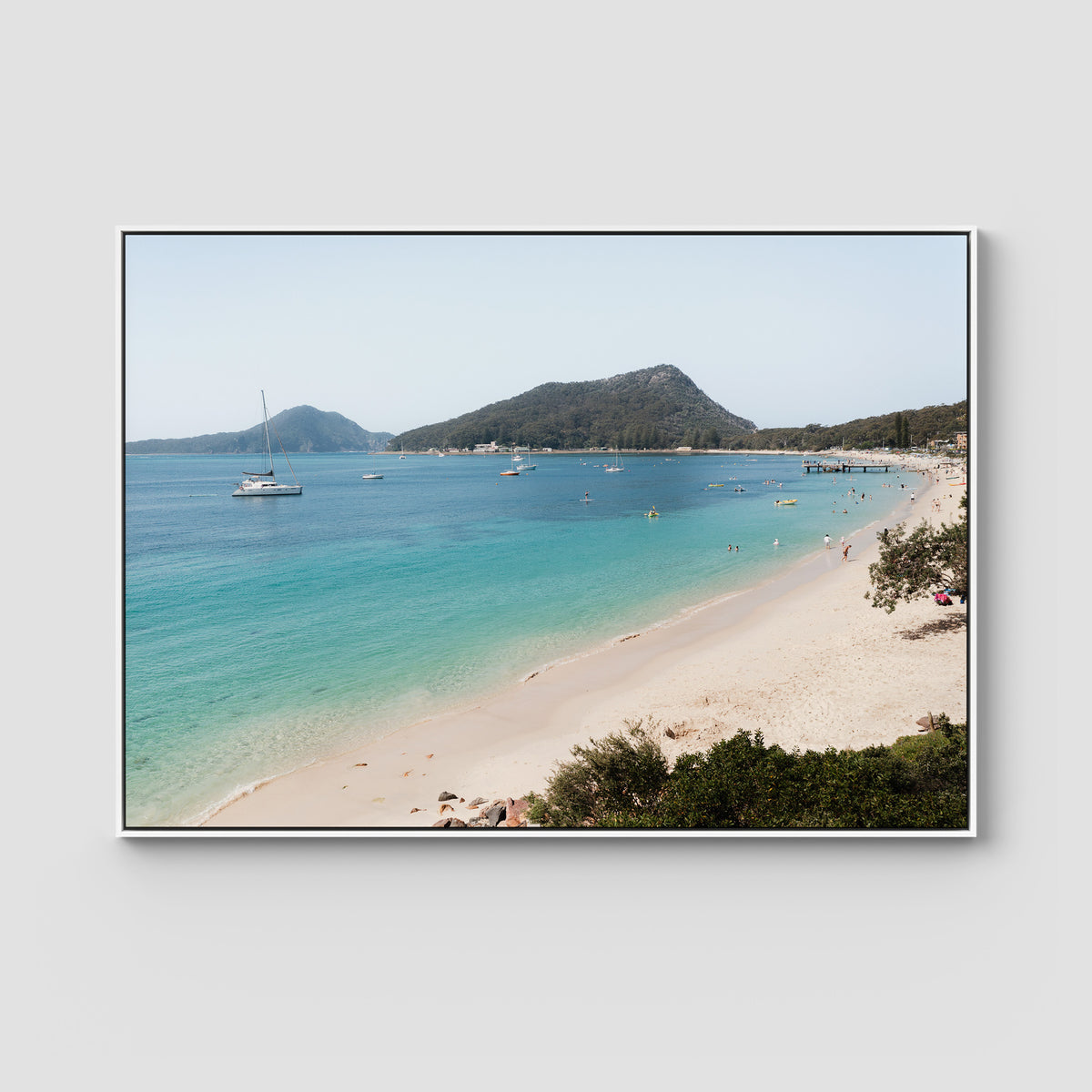 Shoal Bay Beach View - Port Stephens - Art Print - Float Frame Canvas - White - Landscape