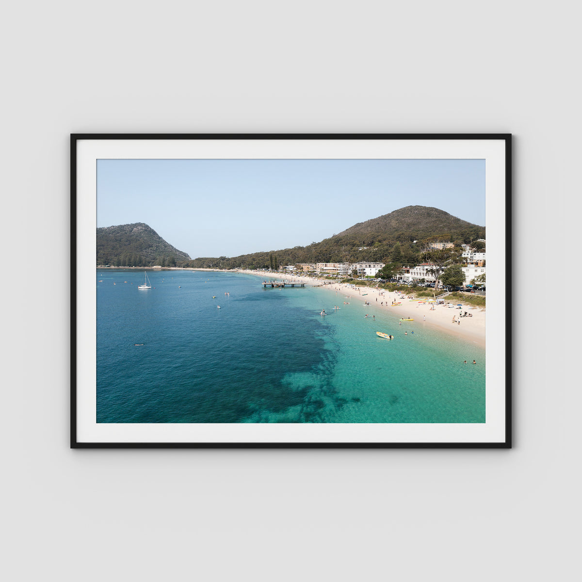 Shoal Bay Fun - Port Stephens - Art Print - Traditional Frame - Black - Landscape