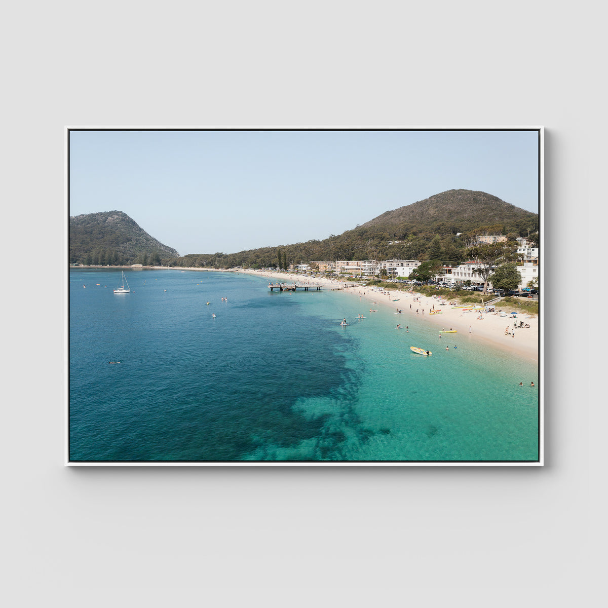 Shoal Bay Fun - Port Stephens - Art Print - Float Frame Canvas - White - Landscape