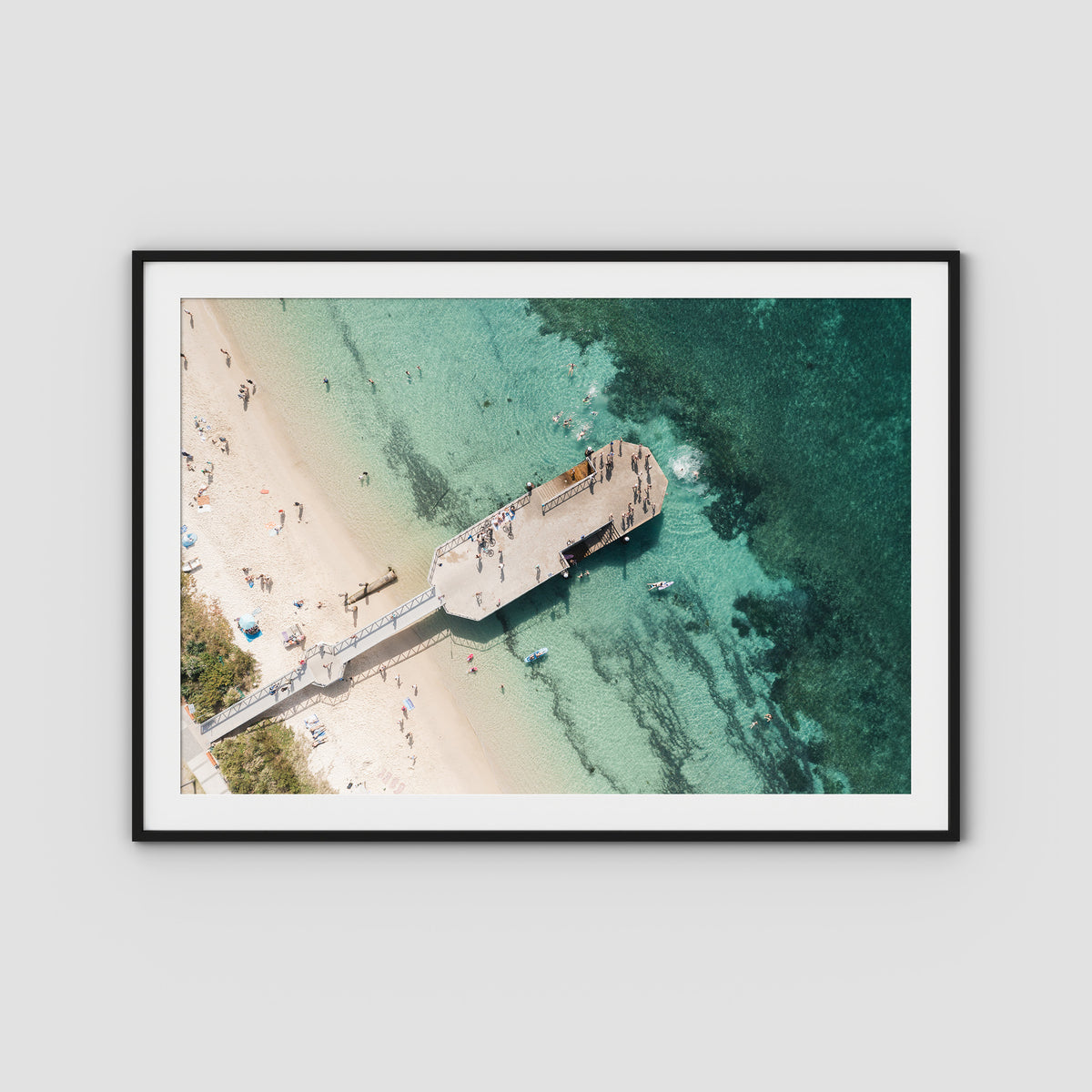 Shoal Bay Wharf - Port Stephens - Art Print - Traditional Frame - Black - Landscape