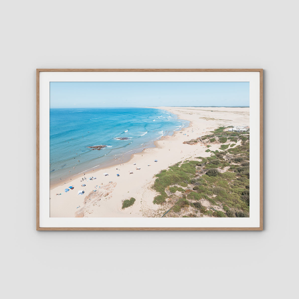 Birubi Beach Summer Days - Port Stephens - Art Print - Traditional Frame - Raw Oak - Landscape