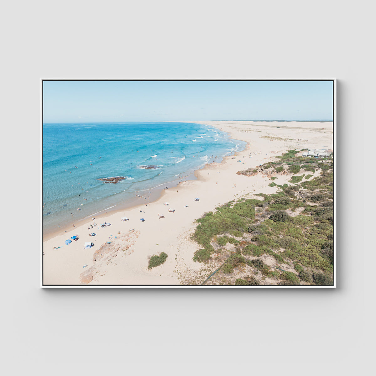 Birubi Beach Summer Days - Port Stephens - Art Print - Float Frame Canvas - White - Landscape