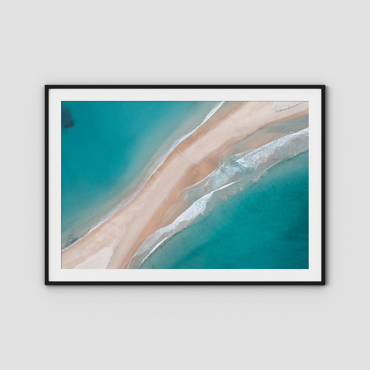Fingal Spit Top Down - Port Stephens - Art Print - Traditional Frame - Black - Landscape