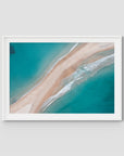 Fingal Spit Top Down - Port Stephens - Art Print - Traditional Frame - White - Landscape