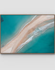 Fingal Spit Top Down - Port Stephens - Art Print - Float Frame Canvas - Raw Oak - Landscape