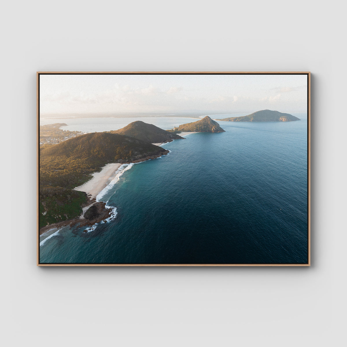 Coastal Horizon - Port Stephens - Art Print - Float Frame Canvas - Raw Oak - Landscape