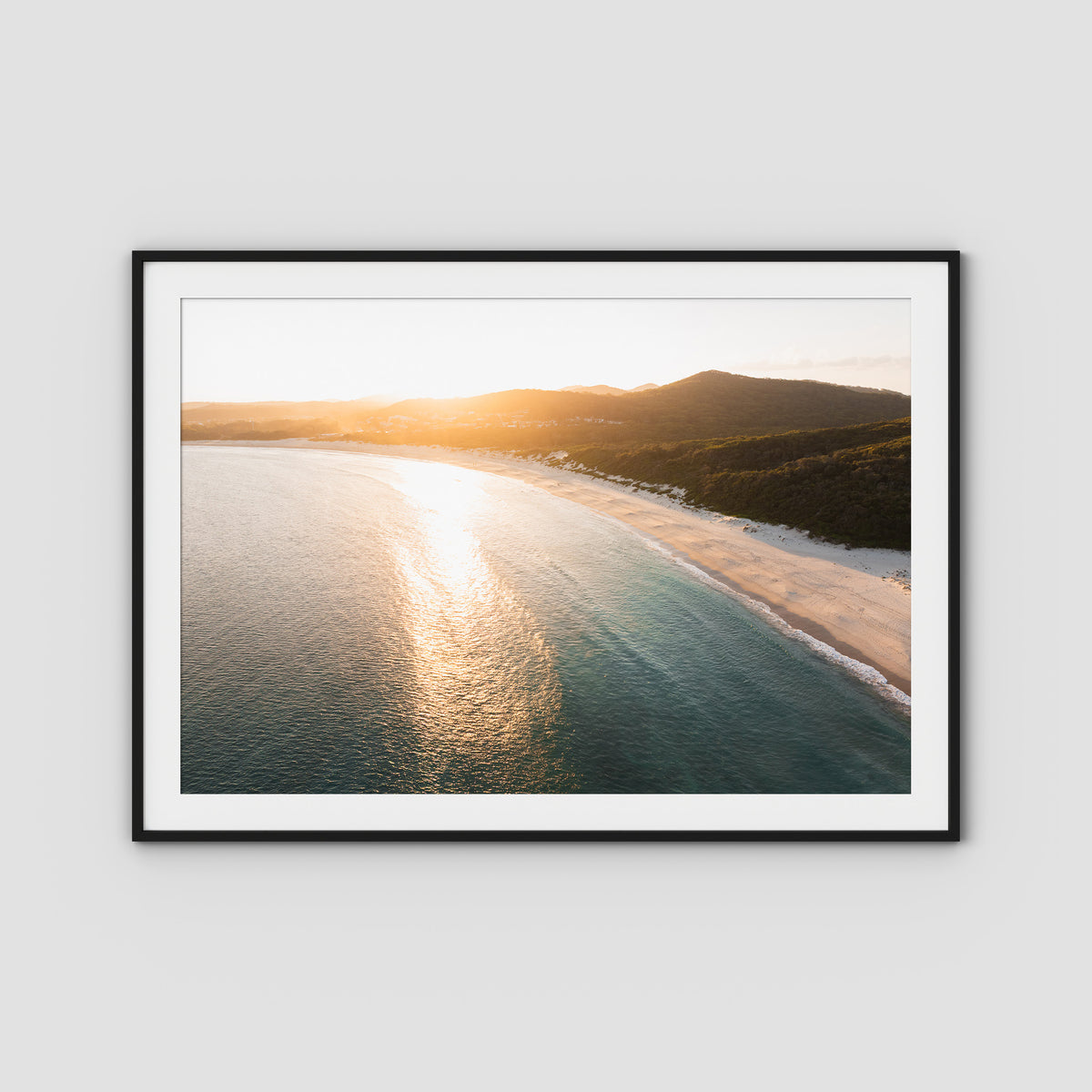 Fingal Bay Beach Sunset - Port Stephens - Art Print - Traditional Frame - Black - Landscape
