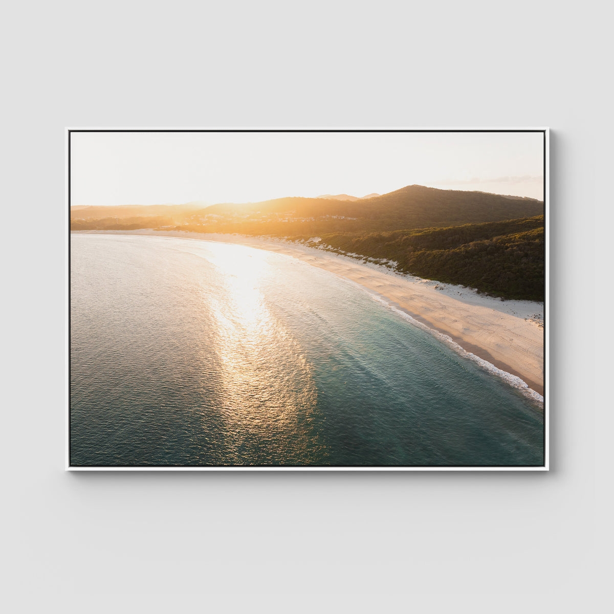 Fingal Bay Beach Sunset - Port Stephens - Art Print - Float Frame Canvas - White - Landscape