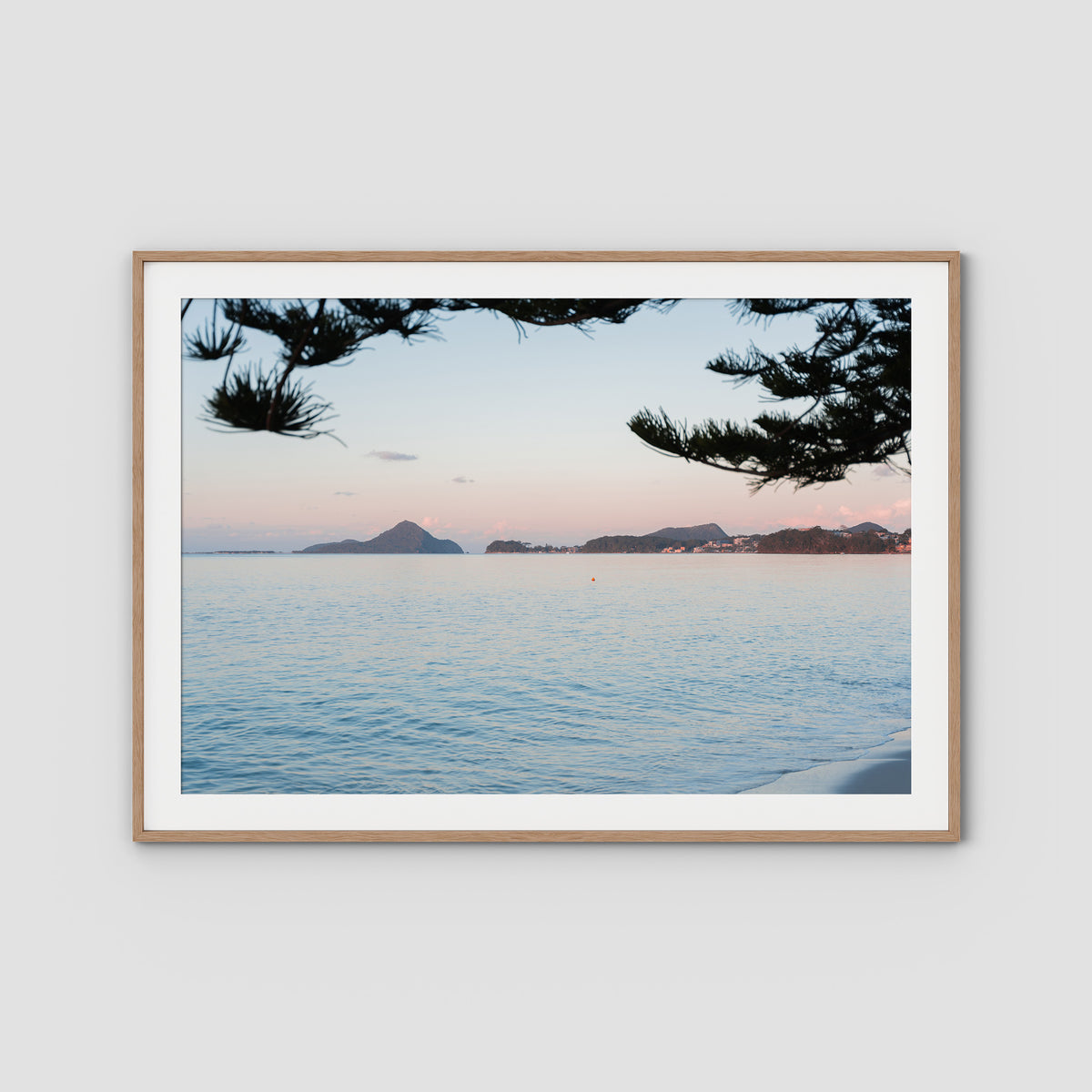Corlette Sunset - Port Stephens - Art Print - Traditional Frame - Raw Oak - Landscape