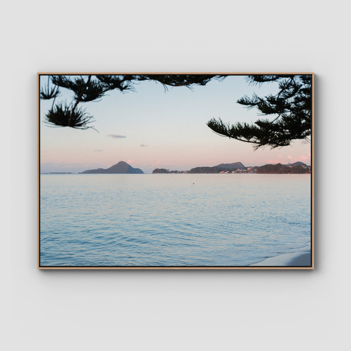 Corlette Sunset - Port Stephens - Art Print - Float Frame Canvas - Raw Oak - Landscape