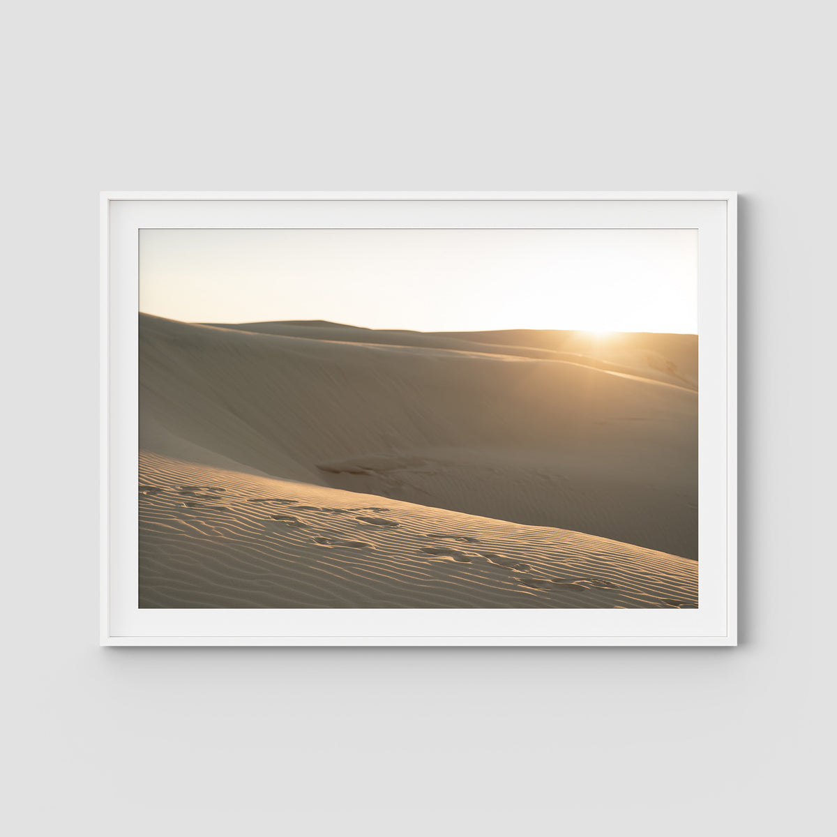 Birubi Sand Dunes - Port Stephens - Art Print - Traditional Frame - White - Landscape