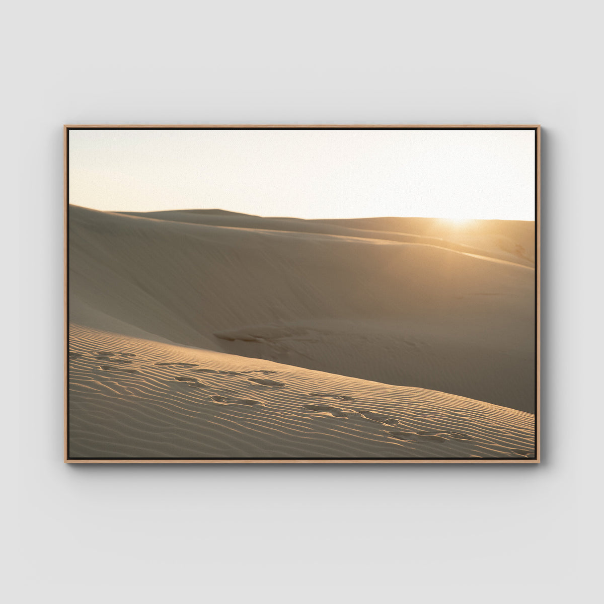 Birubi Sand Dunes - Port Stephens - Art Print - Float Frame Canvas - Raw Oak - Landscape