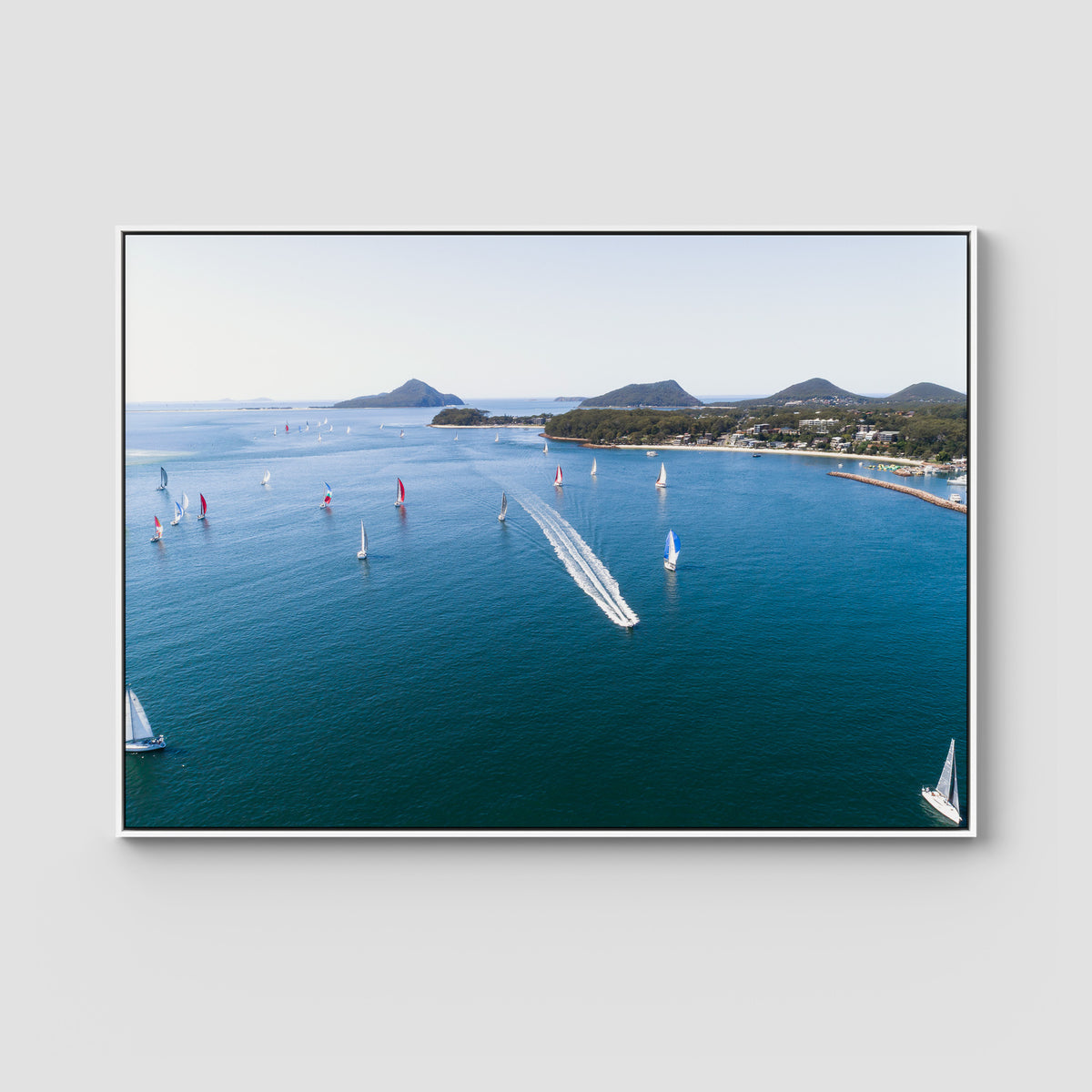 Nelson Bay Race Day - Port Stephens - Art Print - Float Frame Canvas - White - Landscape