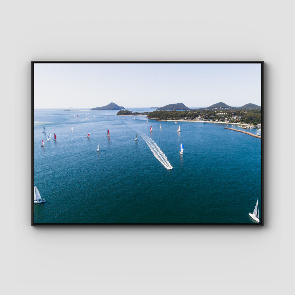 Nelson Bay Race Day - Port Stephens - Art Print - Float Frame Canvas - Black - Landscape