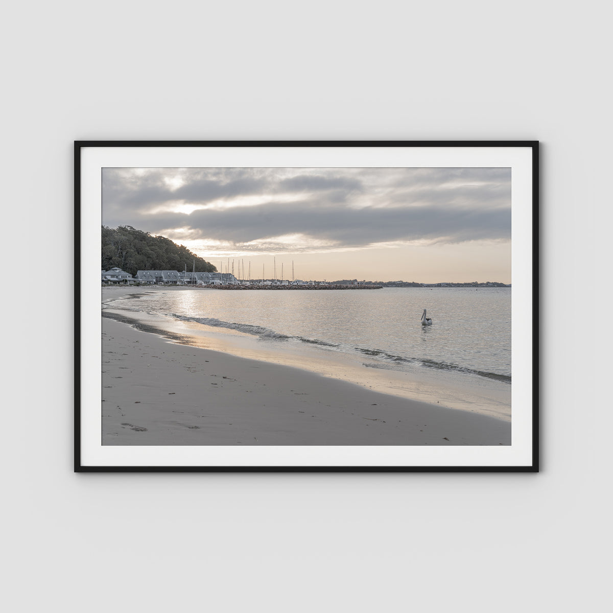 The Anchorage Corlette Sunset - Port Stephens - Art Print - Traditional Frame - Black - Landscape