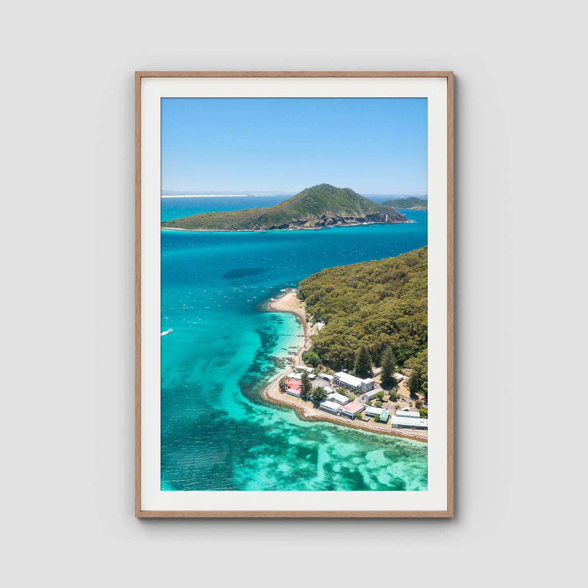Tomaree ii - Port Stephens - Art Print - Traditional Frame - Raw Oak - Portrait
