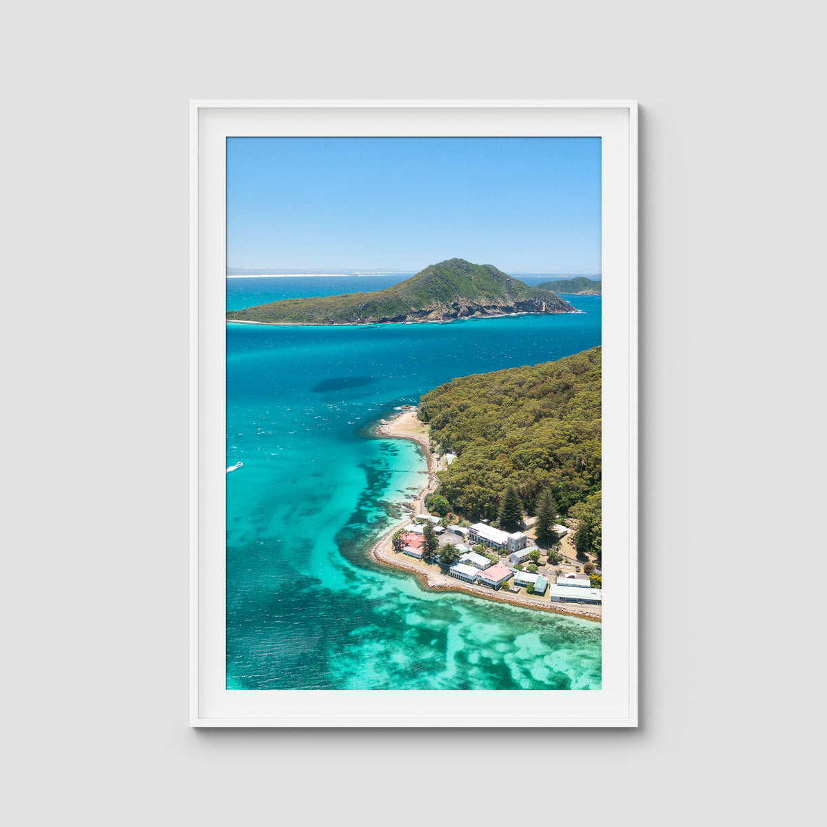 Tomaree ii - Port Stephens - Art Print - Traditional Frame - White - Portrait