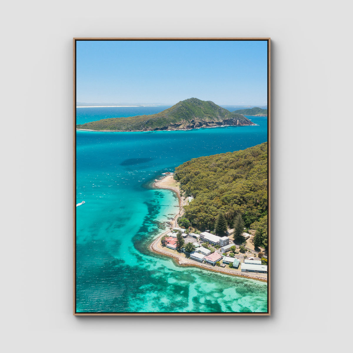 Tomaree ii - Port Stephens - Art Print - Float Frame Canvas - Raw Oak - Portrait
