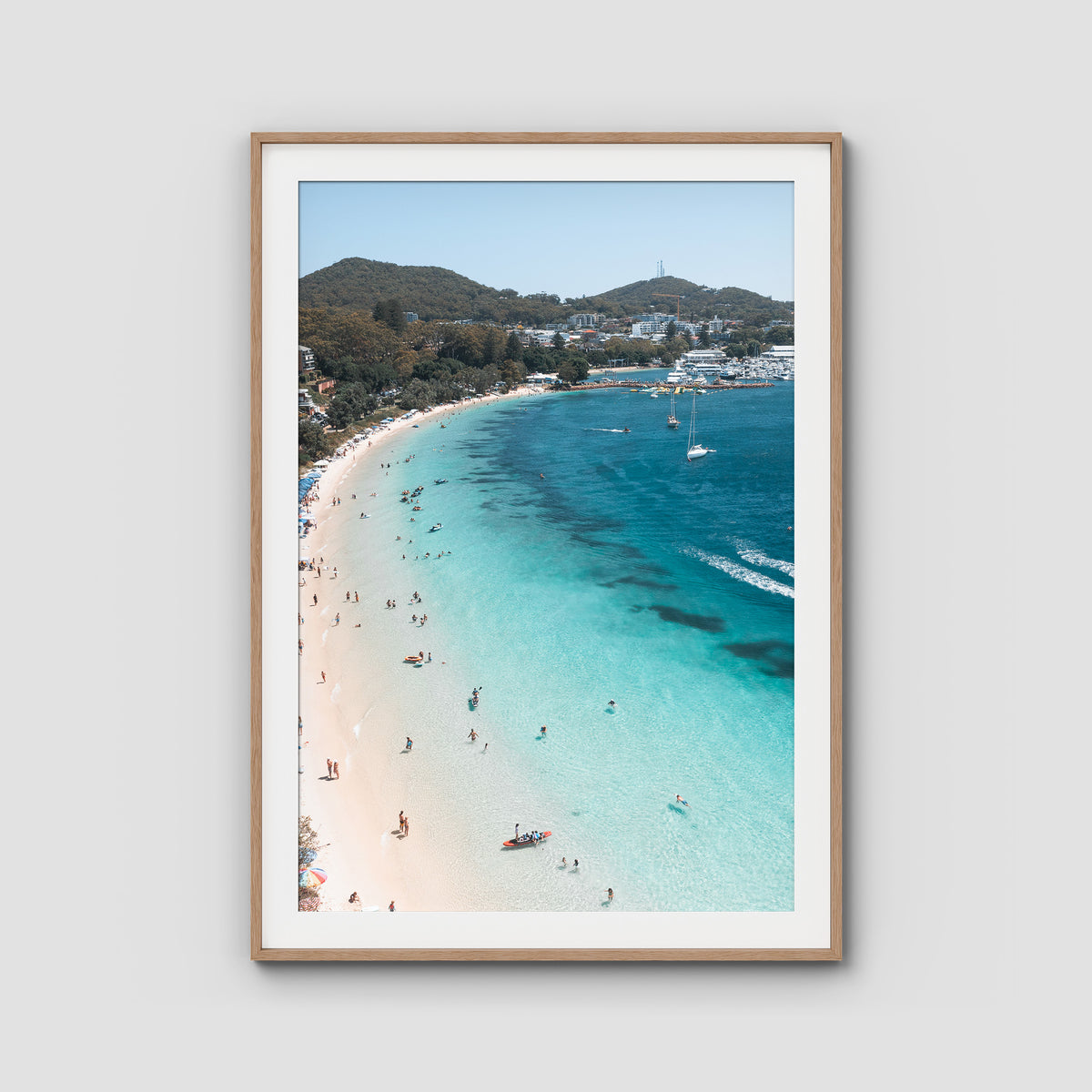 Nelson Bay Summer - Port Stephens - Art Print - Traditional Frame - Raw Oak - Portrait