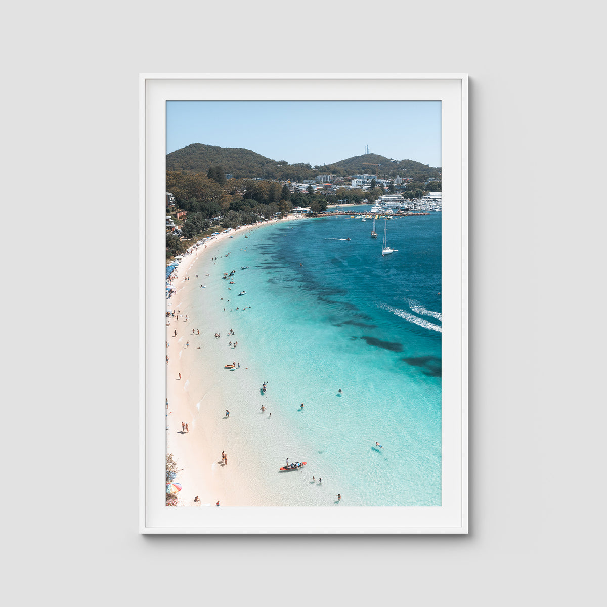 Nelson Bay Summer - Port Stephens - Art Print - Traditional Frame - White - Portrait