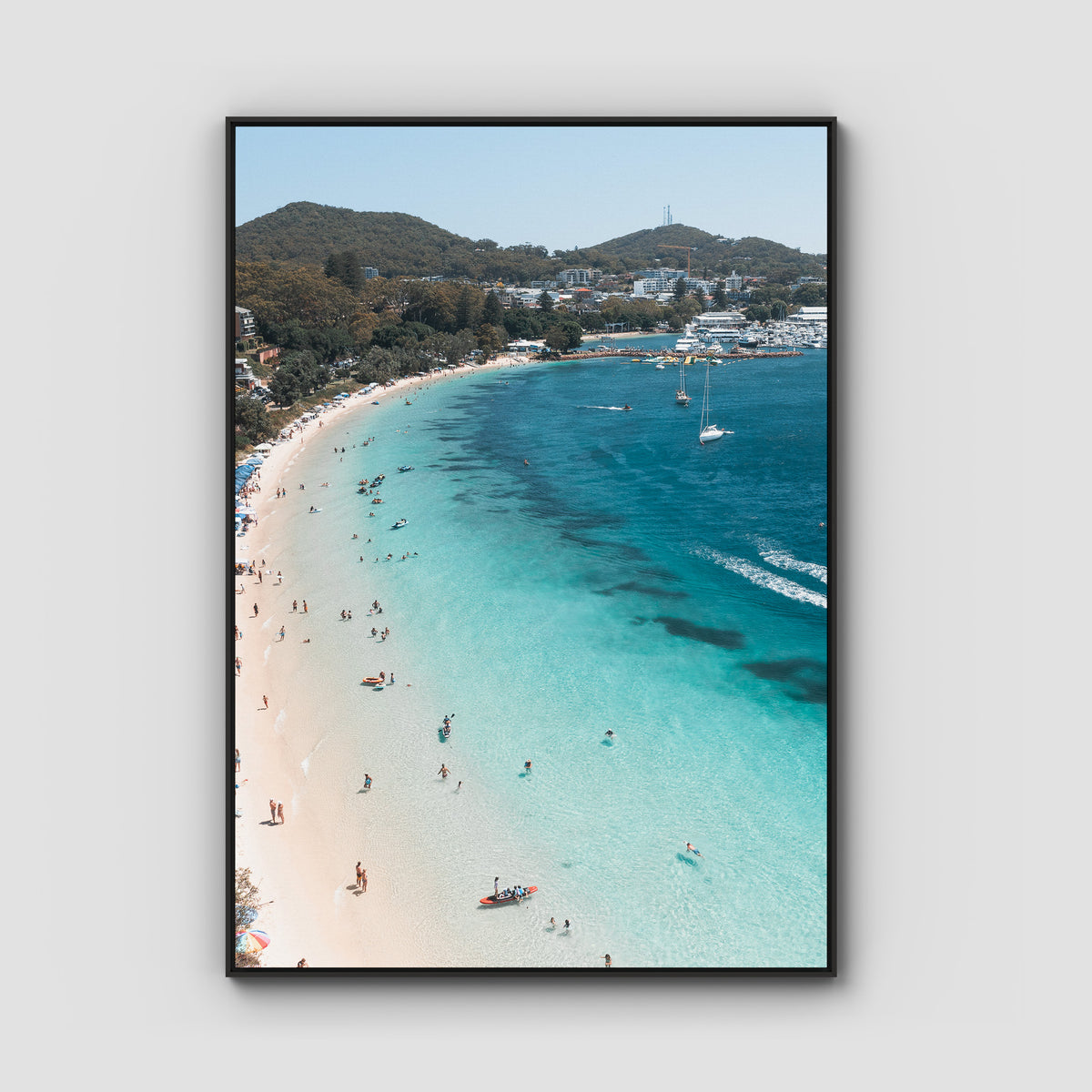 Nelson Bay Summer - Port Stephens - Art Print - Float Frame Canvas - Black - Portrait