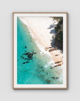 Shoal Bay Beach Corner - Port Stephens - Art Print - Traditional Frame - Raw Oak - Portrait