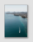 Port Stephens High Aerial - Art Print - Float Frame Canvas - White - Portrait