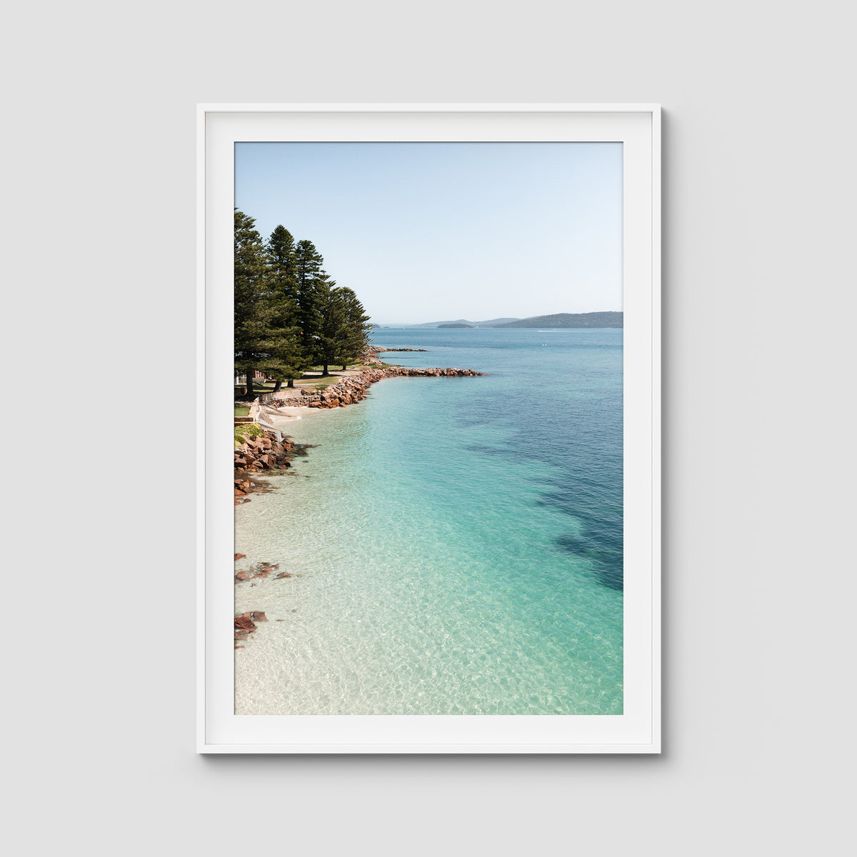 Corlette Mornings - Port Stephens - Art Print - Traditional Frame - White - Portrait