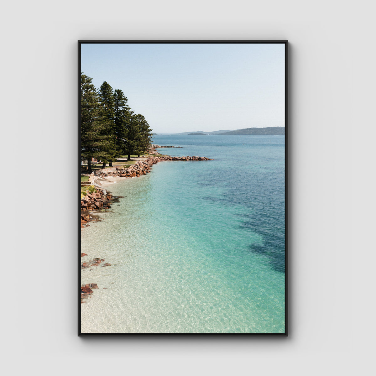 Corlette Mornings - Port Stephens - Art Print - Float Frame Canvas - Black - Portrait