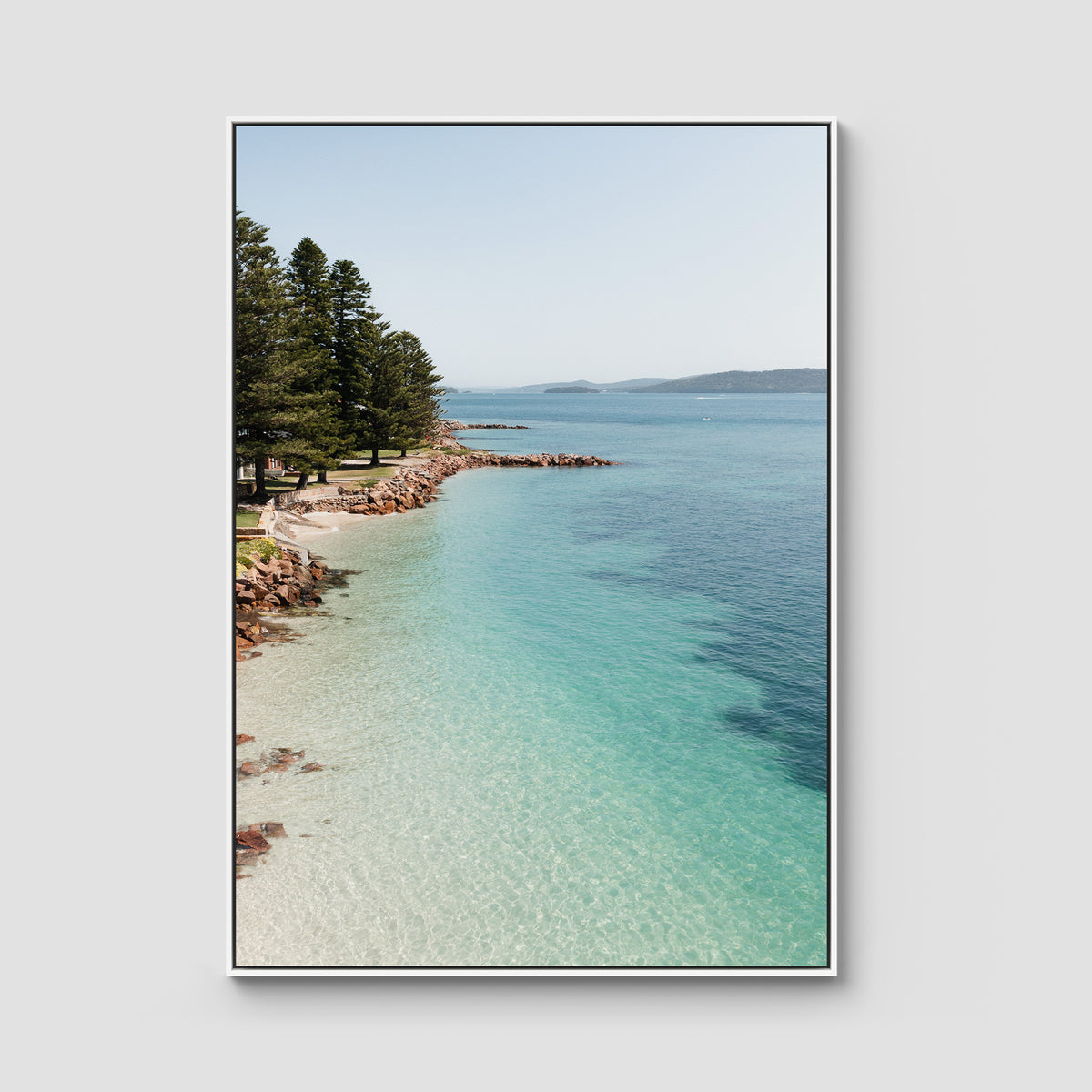 Corlette Mornings - Port Stephens - Art Print - Float Frame Canvas - White - Portrait