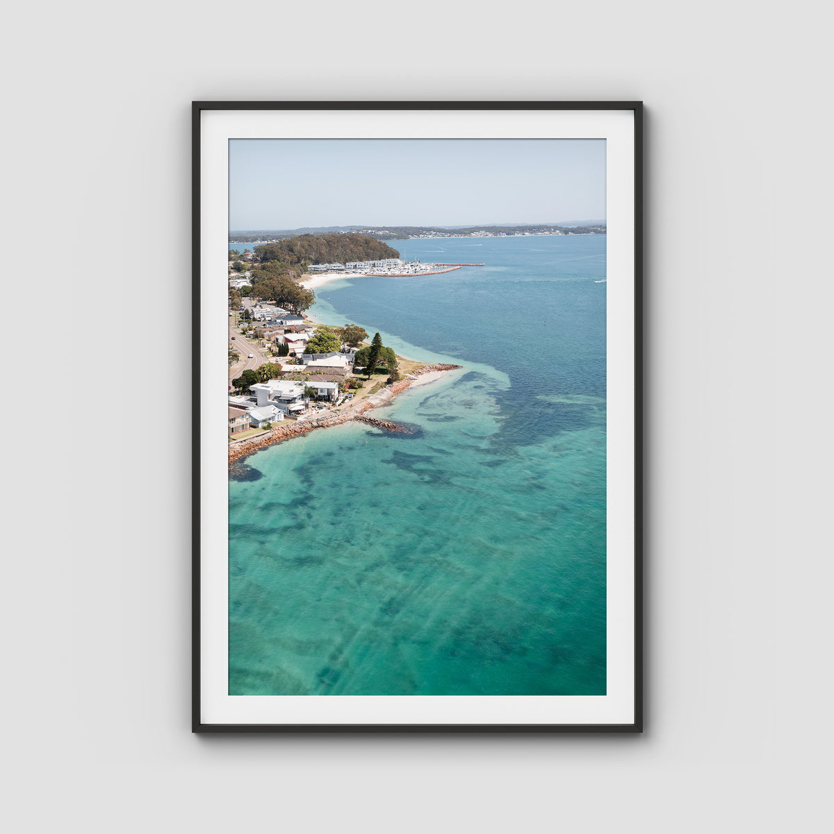 Corlette Aerial - Port Stephens - Art Print - Traditional Frame - Black - Portrait