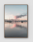 Corlette Boats Sunset - Port Stephens - Art Print - Float Frame Canvas - Raw Oak - Portrait