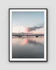 Corlette Boats Sunset - Port Stephens - Art Print - Traditional Frame - Black - Portrait