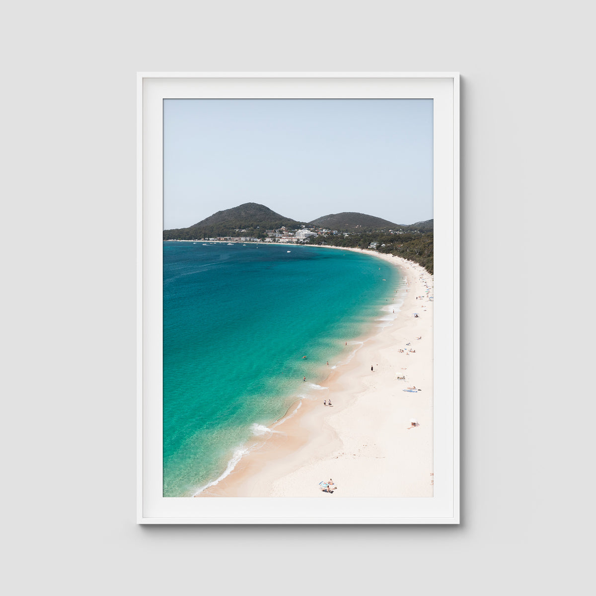 Shoal Bay Beach ii - Port Stephens - Art Print - Traditional Frame - White - Portrait