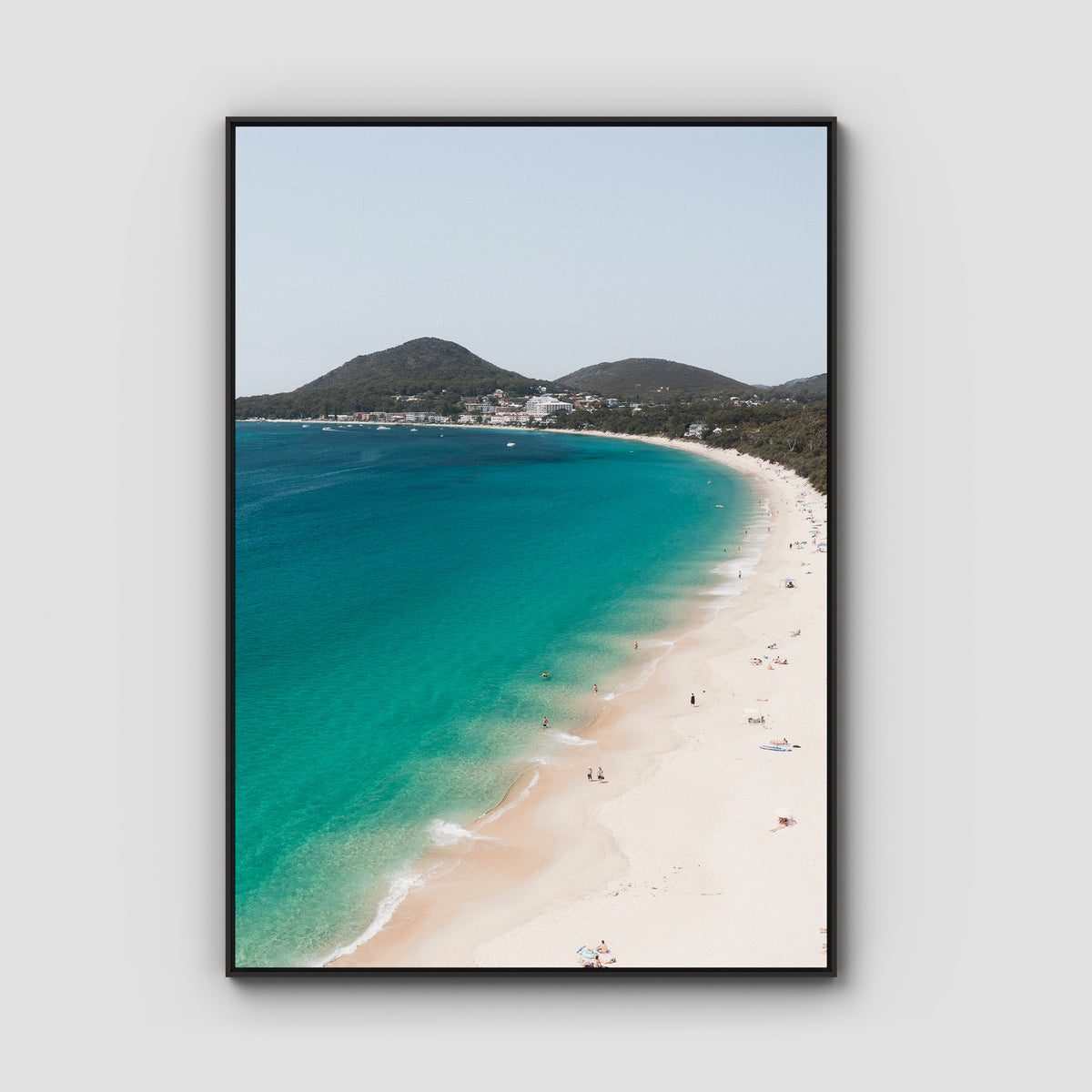 Shoal Bay Beach ii - Port Stephens - Art Print - Float Frame Canvas - Black - Portrait