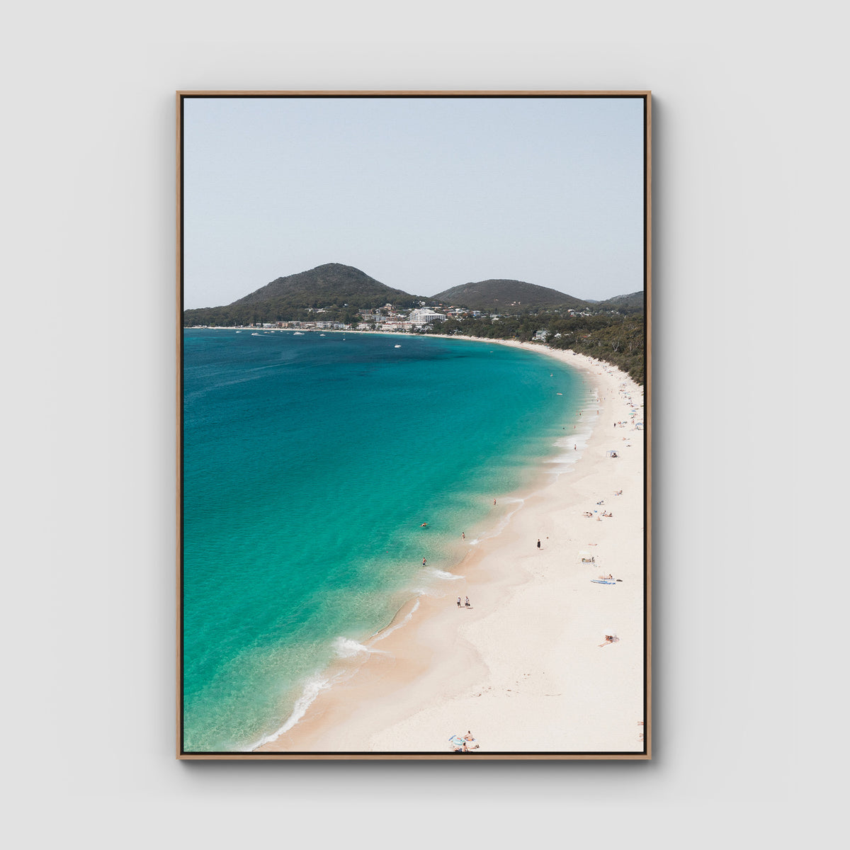 Shoal Bay Beach ii - Port Stephens - Art Print - Float Frame Canvas - Raw Oak - Portrait