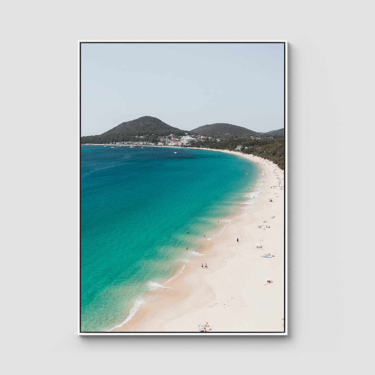 Shoal Bay Beach ii - Port Stephens - Art Print - Float Frame Canvas - White - Portrait