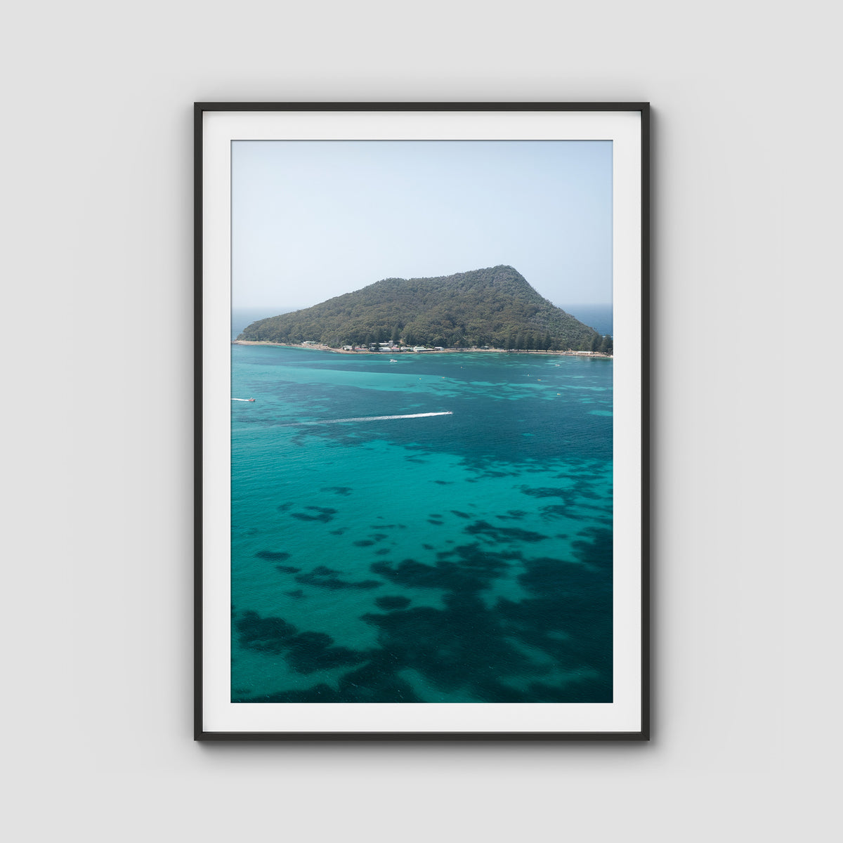 Shoal Bay Blues - Port Stephens - Art Print - Traditional Frame - Black - Portrait