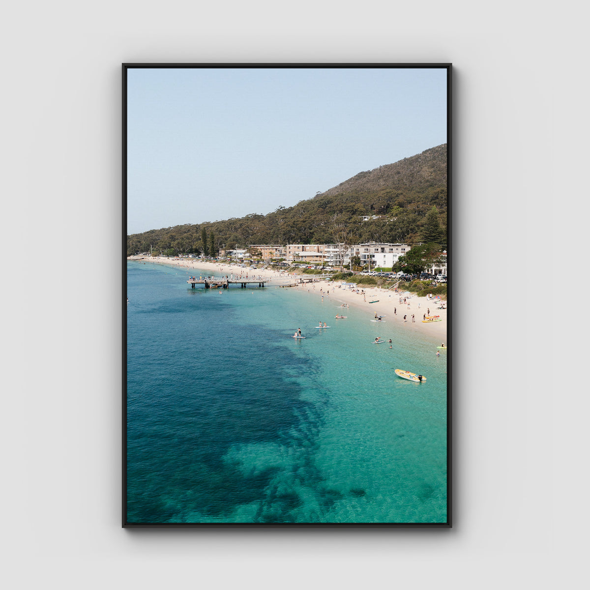 Shoal Bay Fun - Port Stephens - Art Print - Float Frame Canvas - Black - Portrait