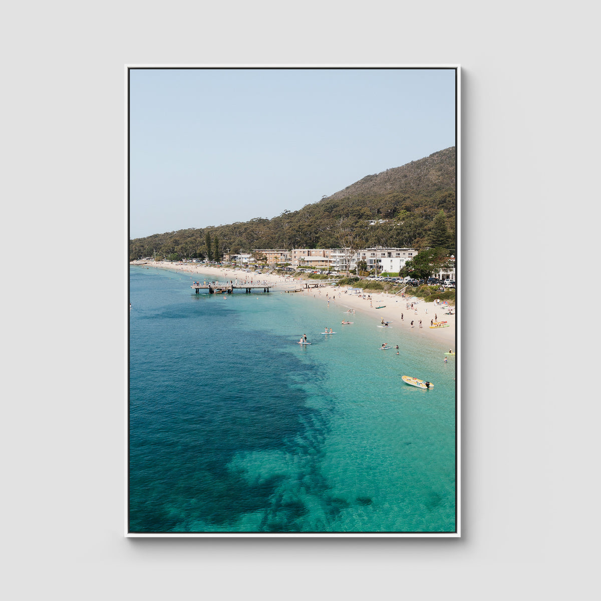 Shoal Bay Fun - Port Stephens - Art Print - Float Frame Canvas - White - Portrait