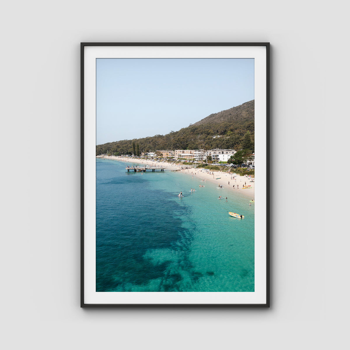 Shoal Bay Fun - Port Stephens - Art Print - Traditional Frame - Black - Portrait