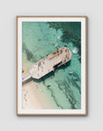 Shoal Bay Wharf - Port Stephens - Art Print - Traditional Frame - Raw Oak - Portrait