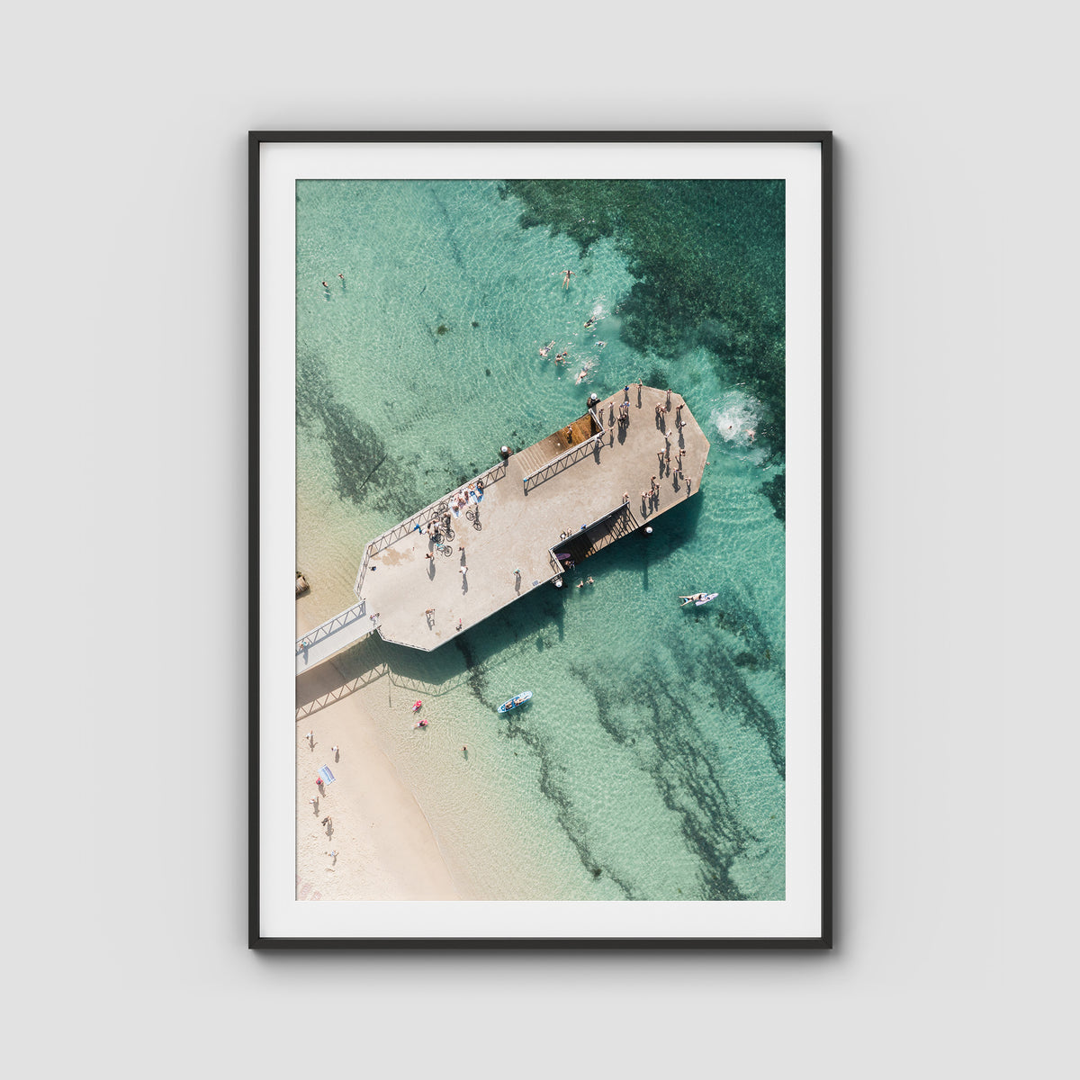 Shoal Bay Wharf - Port Stephens - Art Print - Traditional Frame - Black - Portrait