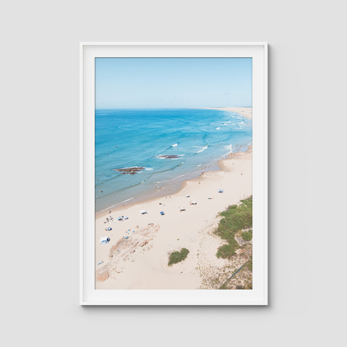 Birubi Beach Summer Days - Port Stephens - Art Print - Traditional Frame - White - Portrait