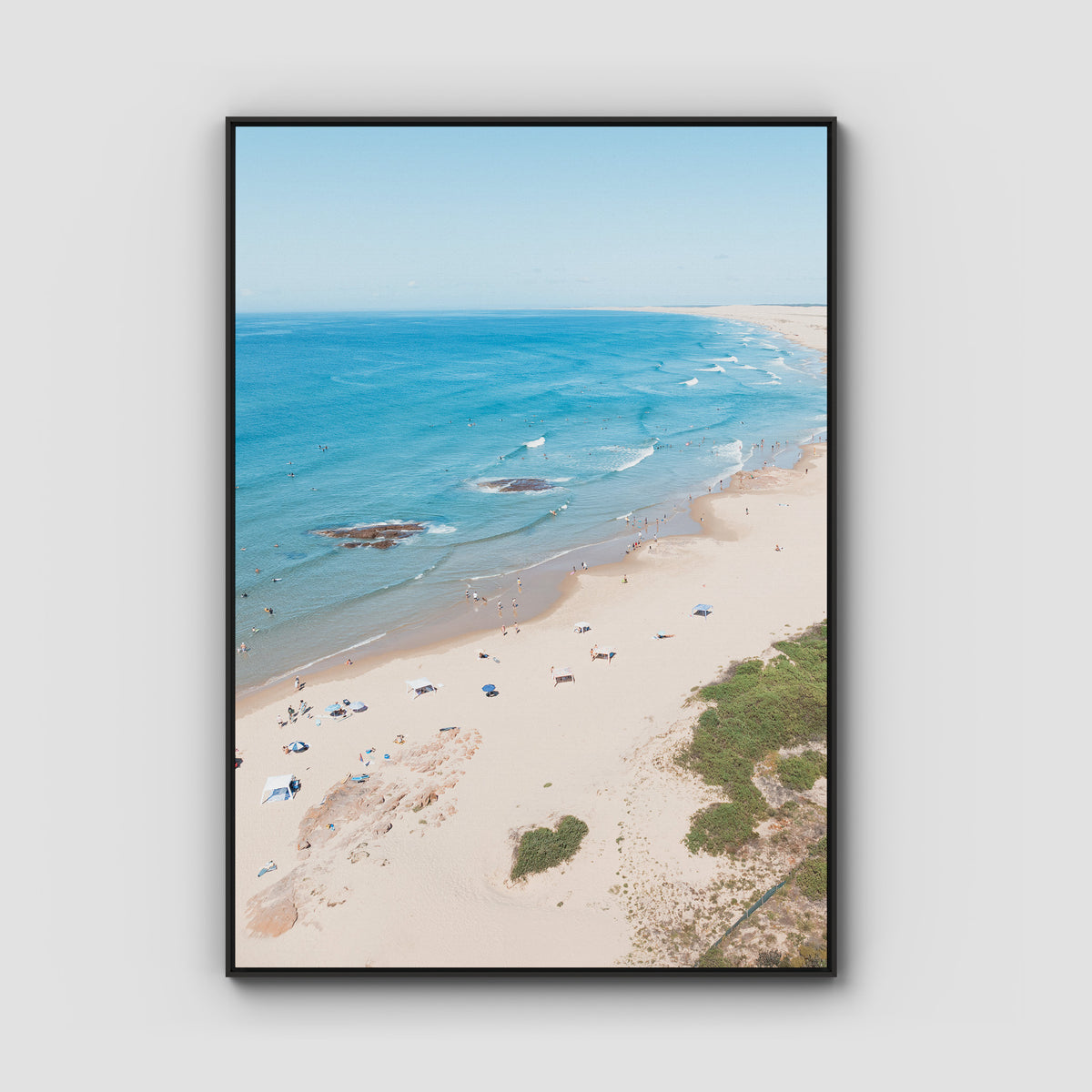 Birubi Beach Summer Days - Port Stephens - Art Print - Float Frame Canvas - Black - Portrait
