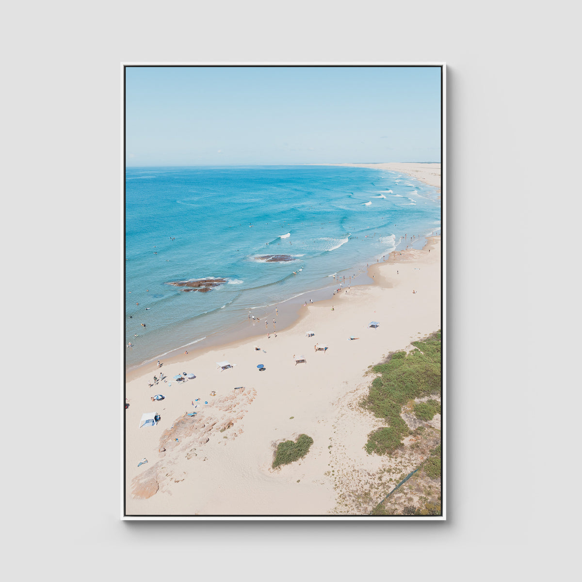 Birubi Beach Summer Days - Port Stephens - Art Print - Float Frame Canvas - White - Portrait