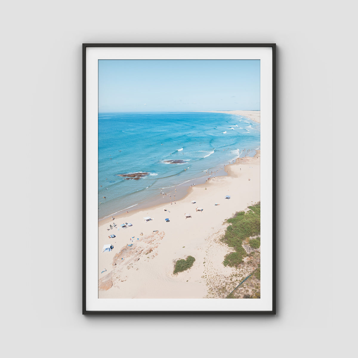 Birubi Beach Summer Days - Port Stephens - Art Print - Traditional Frame - Black - Portrait