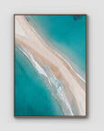Fingal Spit Top Down - Port Stephens - Art Print - Float Frame Canvas - Raw Oak - Portrait