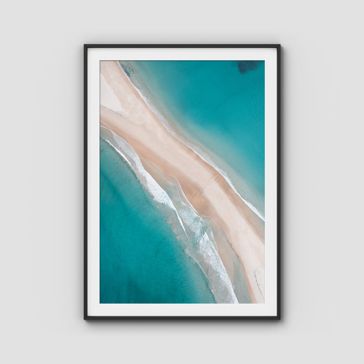 Fingal Spit Top Down - Port Stephens - Art Print - Traditional Frame - Black - Portrait